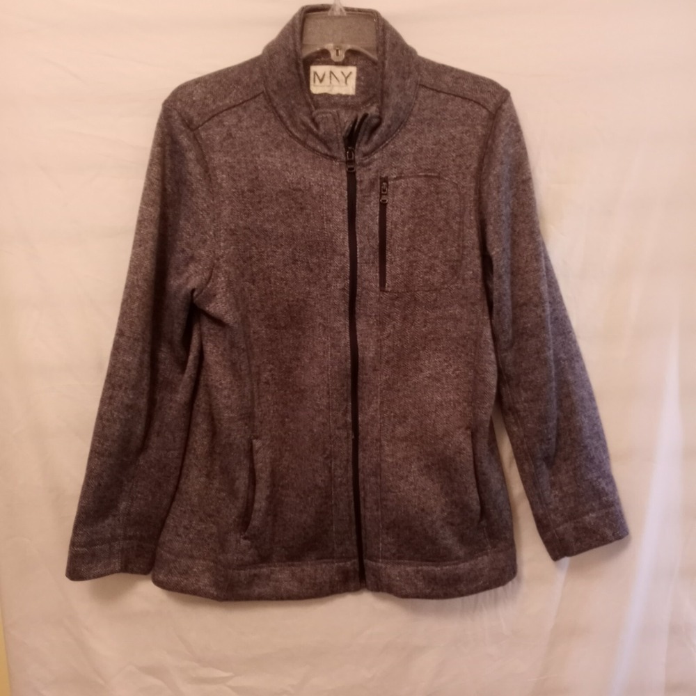 Marc New York Andrew Marc Womens XL Fleece Jacket Gray Zip Pockets B1